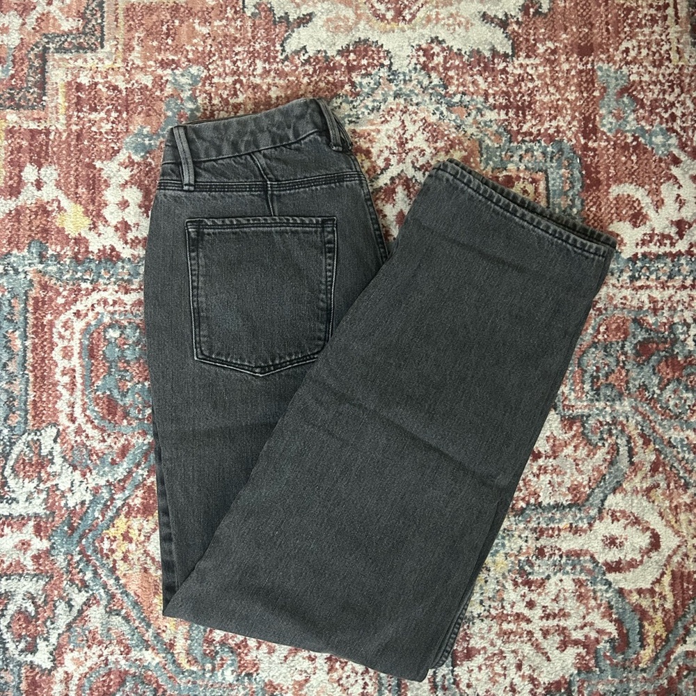 Good American Good Icon Loose Fit Straight Leg Jeans Charcoal Black 4/27
